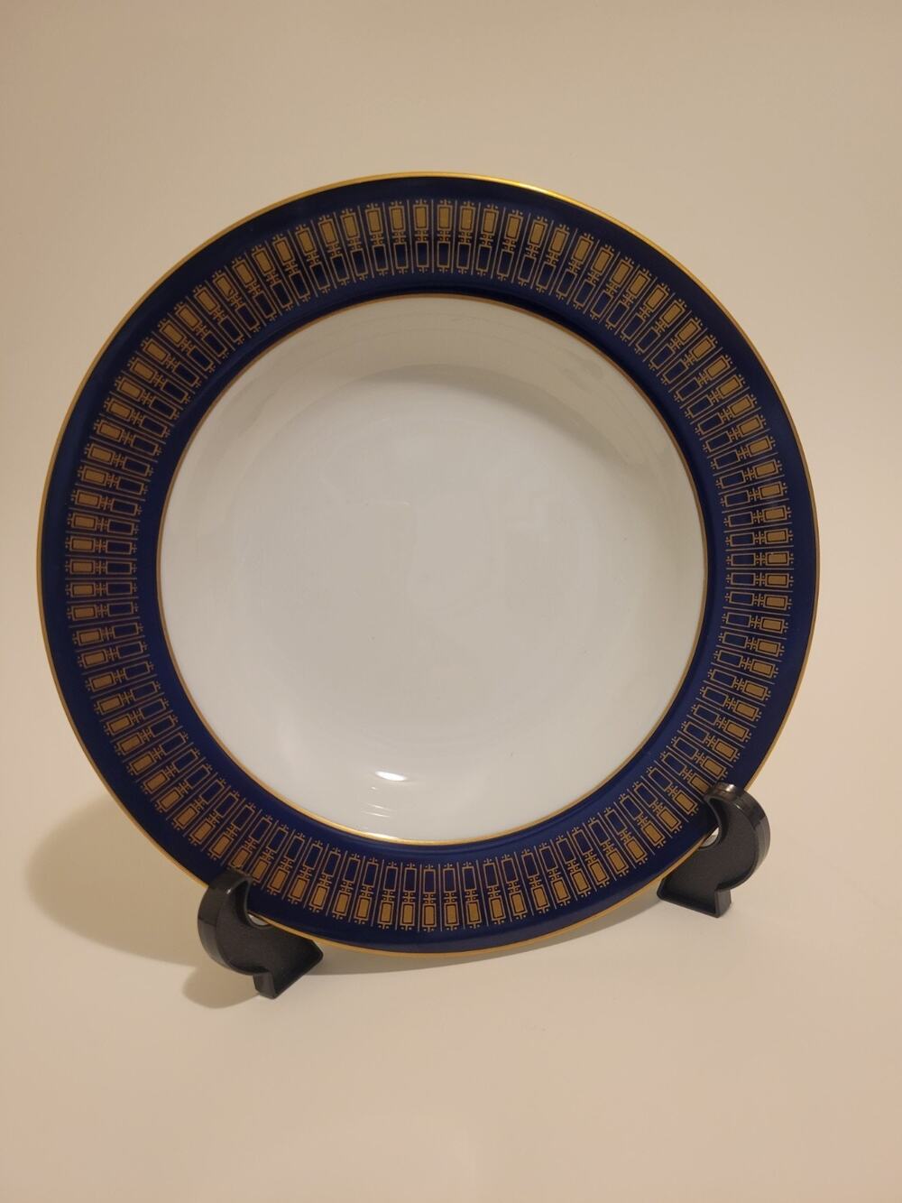 The Royale Collection Anne 6258 Rim Soup Bowl Cobalt Blue Gold 8.5" Vintage